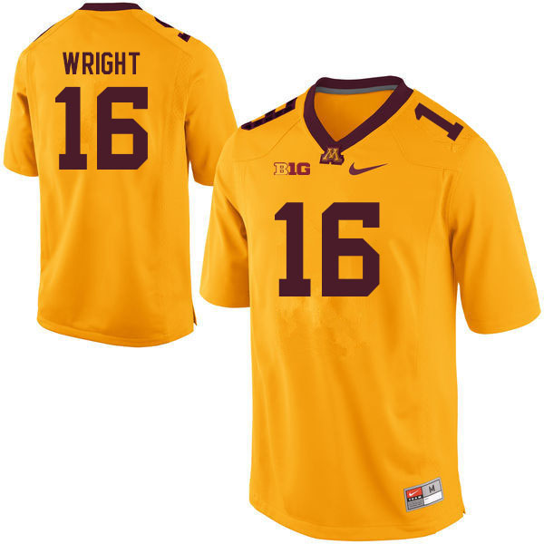 Men #16 Dylan Wright Minnesota Golden Gophers College Football Jerseys Sale-Gold